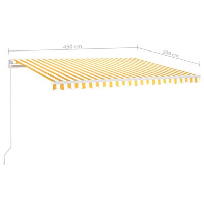 vidaXL Τέντα Αυτόματη με LED & Αισθ. Ανέμου Κίτρινο/Λευκό 450x300 εκ.
