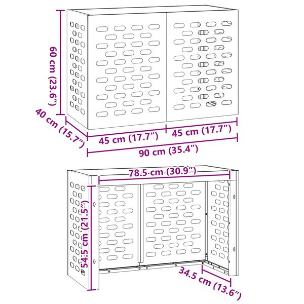 vidaXL Κάλυμμα κλιματιστικού Ανθρακί 90 x 40 x 60 εκ Ατσάλι