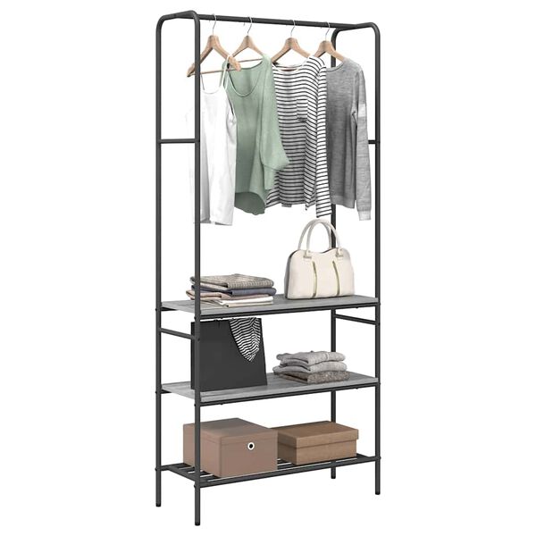 vidaXL Ράφι ρούχων με ράφια Γκρι sonoma 77 x 30 x 171 εκ