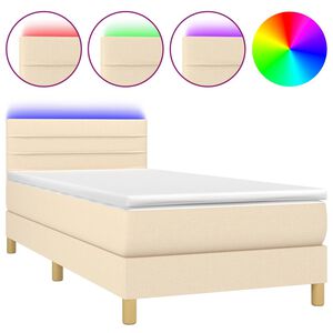 vidaXL &Kappa;&rho;&epsilon;&beta;ά&tau;&iota; Boxspring &mu;&epsilon; &Sigma;&tau;&rho;ώ&mu;&alpha; & LED &Kappa;&rho;&epsilon;&mu; 90x190 &epsilon;&kappa;. &Upsilon;&phi;&alpha;&sigma;&mu;ά&tau;&iota;&nu;&omicron;