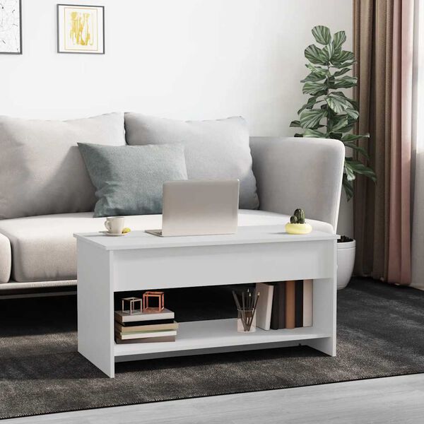 vidaXL Τραπεζάκι Σαλονιού Λευκό 102 x 50 x 52,5 εκ. Επεξεργασμένο Ξύλο