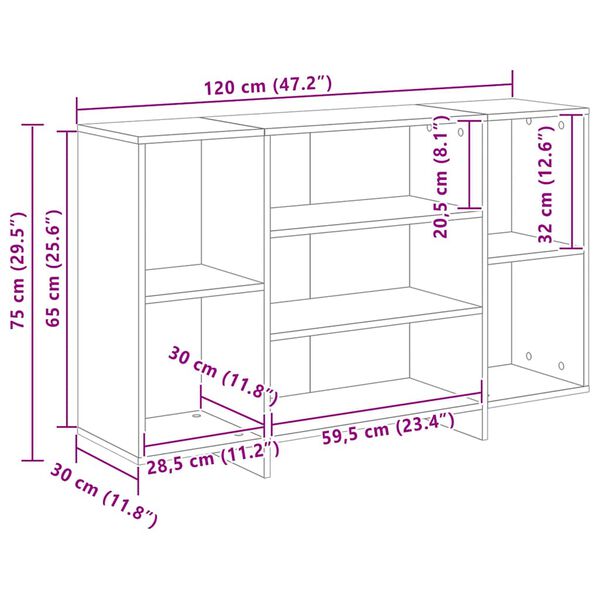vidaXL Ντουλάπι Sonoma Δρυς 120x30x75 εκ. από Επεξεργασμένο Ξύλο