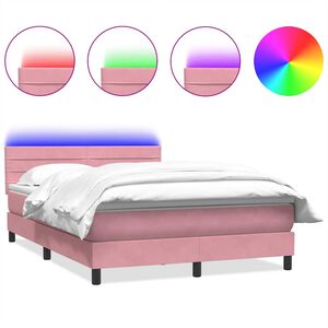 vidaXL &Kappa;&rho;&epsilon;&beta;ά&tau;&iota; Boxspring &mu;&epsilon; &Sigma;&tau;&rho;ώ&mu;&alpha; & LED &Rho;&omicron;&zeta; 140x210 &epsilon;&kappa;. &Beta;&epsilon;&lambda;&omicron;ύ&delta;&iota;&nu;&omicron;