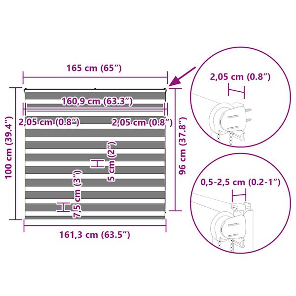 vidaXL Ζέβρα τυφλή Μαύρο Πλάτος υφάσματος 160,9 εκ. Πολυεστέρας