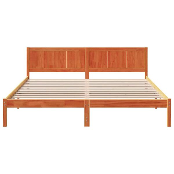 vidaXL Σκελετός Κρεβατιού Καφέ 200 x 200 cm Μασίφ ξύλο πεύκου