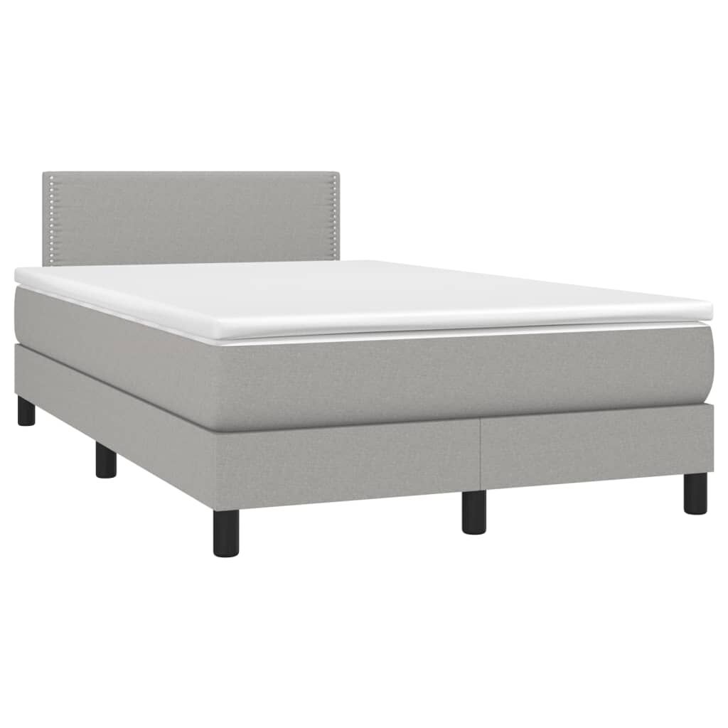 vidaXL Κρεβάτι Boxspring με Στρώμα Ανοιχτό Γκρι 120x190 εκ. Υφασμάτινο