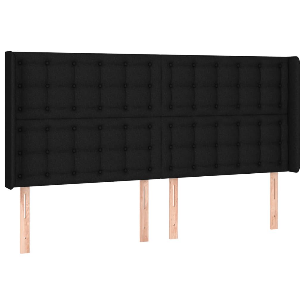 vidaXL Κεφαλάρι Κρεβατιού LED Μαύρο 183x16x118/128 εκ. Υφασμάτινο