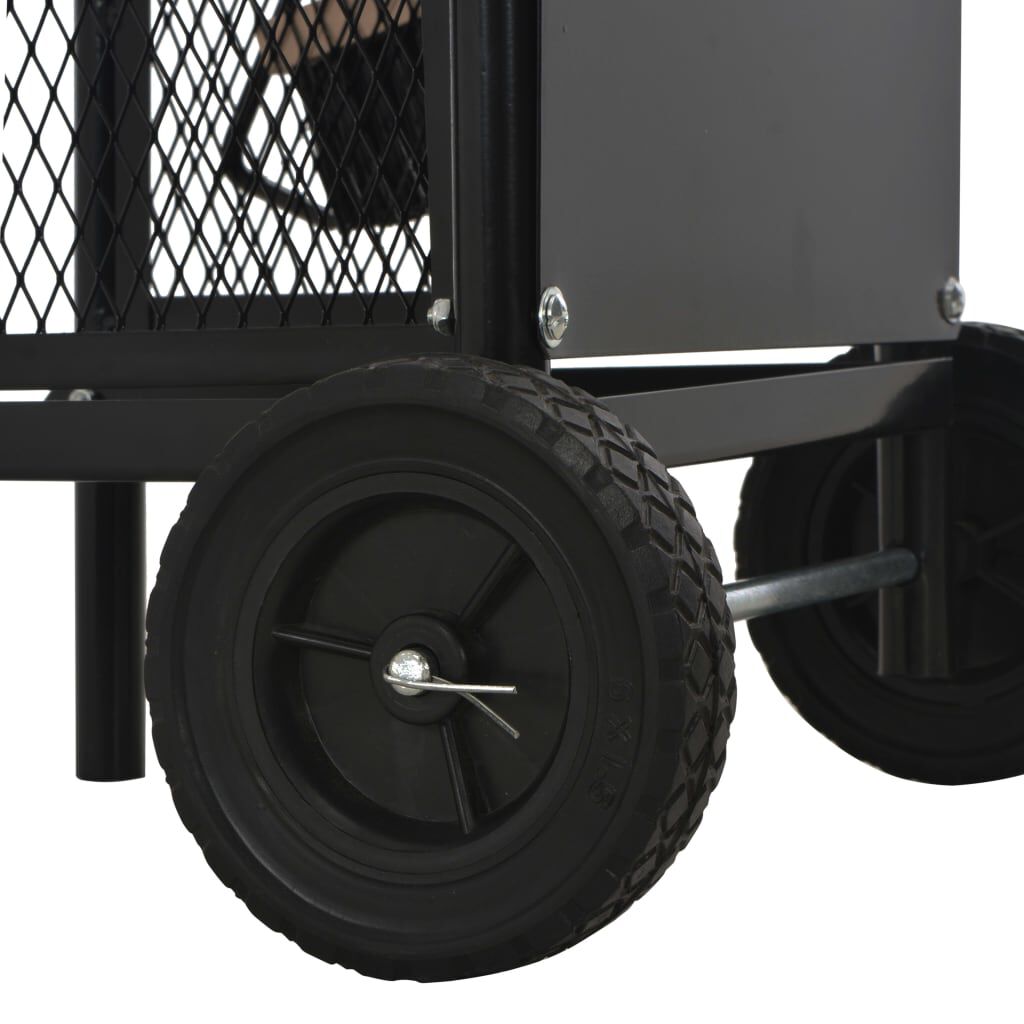 vidaXL Καρότσι Μεταφοράς Καυσόξυλων Μαύρο 30 x 35 x 81 εκ. Ατσάλινο