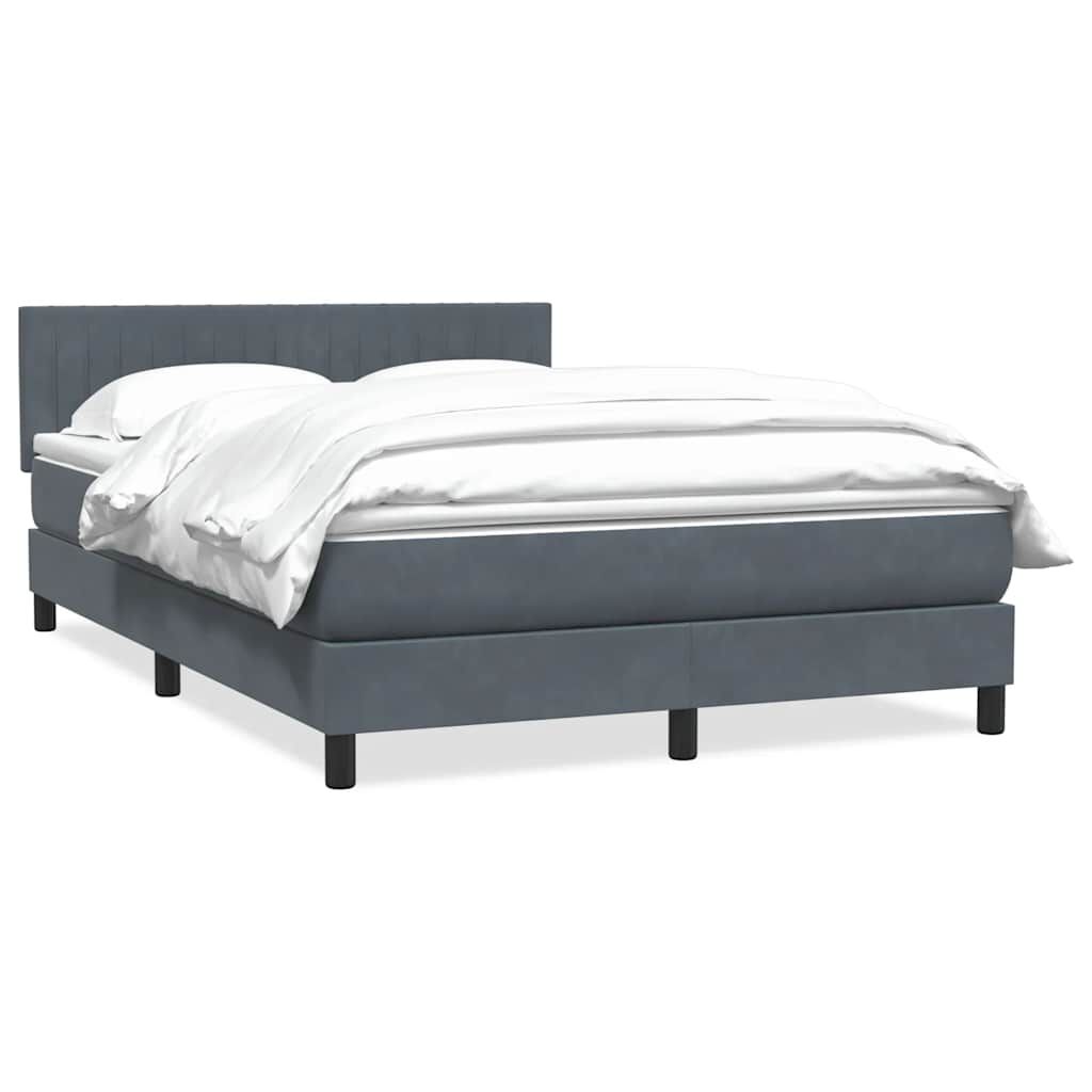 vidaXL Κρεβάτι Boxspring με Στρώμα Σκούρο Γκρι 140x210 εκ. Βελούδινο