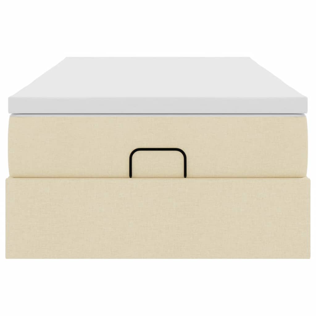 vidaXL Οθωμανικό κρεβάτι με στρώμα Cream 90x200cm ύφασμα