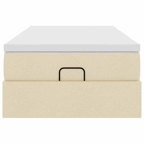 vidaXL Οθωμανικό κρεβάτι με στρώμα Cream 90x200cm ύφασμα
