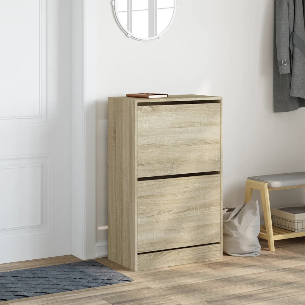 vidaXL Παπουτσοθήκη Sonoma Δρυς 60x34x96,5 εκ. από Επεξεργασμένο Ξύλο