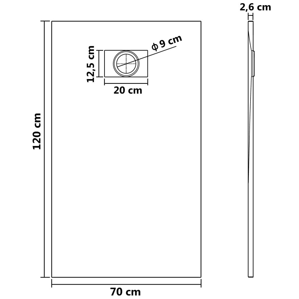 vidaXL Βάση Ντουζιέρας Γκρι 120 x 70 εκ. από SMC