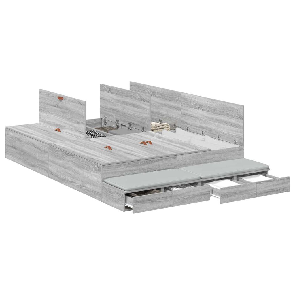 vidaXL Κρεβάτι Αποθήκης Γκρι Sonoma 160x200 εκ