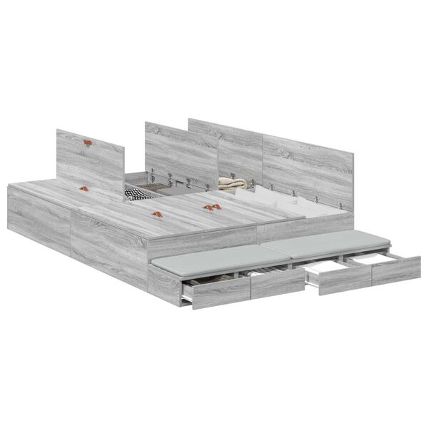 vidaXL Κρεβάτι Αποθήκης Γκρι Sonoma 160x200 εκ