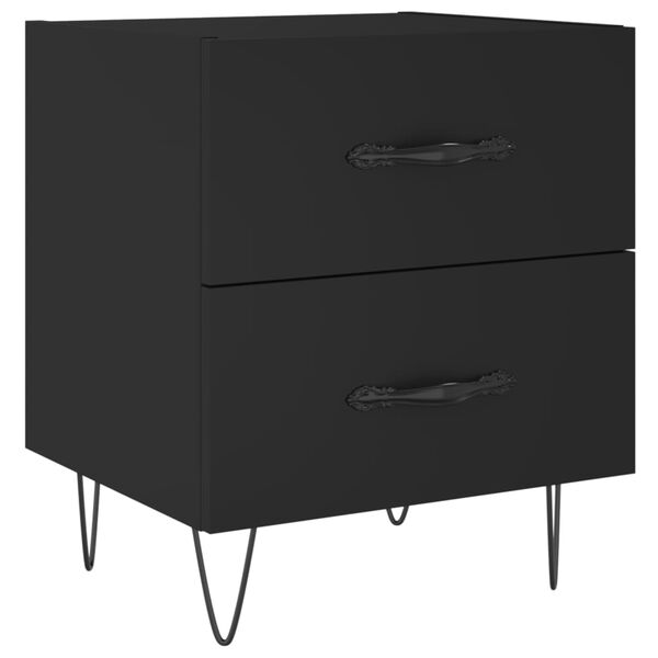 vidaXL Κομοδίνα 2 τεμ. Μαύρα 40 x 35 x 47,5 εκ. από Επεξεργασμένο Ξύλο