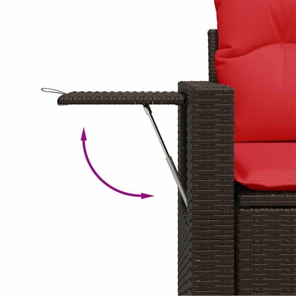 vidaXL Καναπές Σετ 7Τεμαχίων Καφέ Συνθετικό Ρατάν με Μαξιλάρια Ακακία