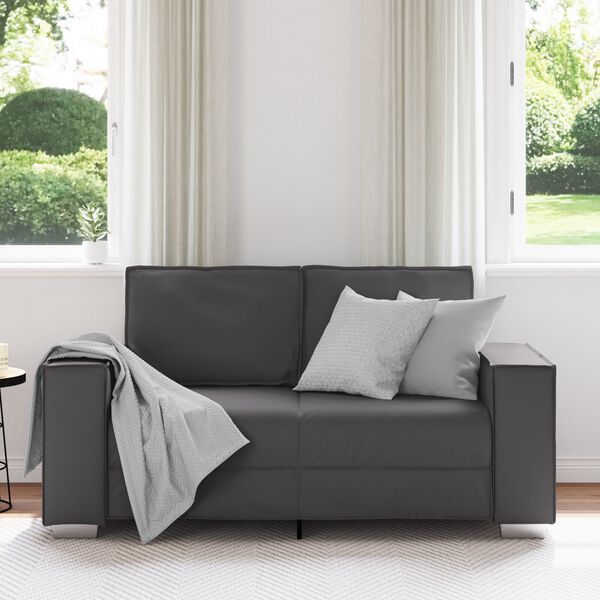vidaXL Καναπές Loveseat 160 εκ με μαξιλάρι Γκρι Τεχνητό δέρμα