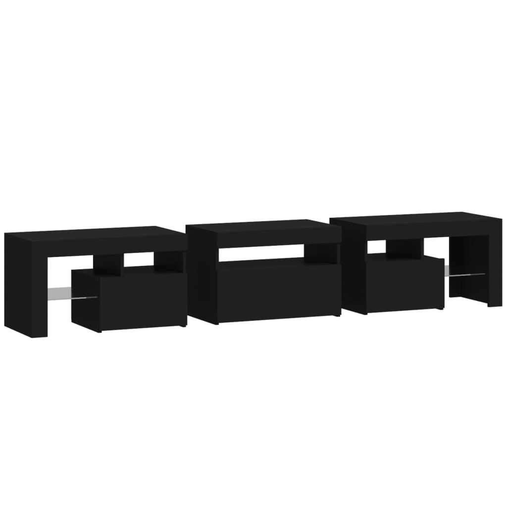 vidaXL Έπιπλο Τηλεόρασης με LED Μαύρο 200x36,5x40 εκ.