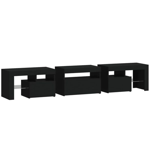 vidaXL Έπιπλο Τηλεόρασης με LED Μαύρο 200x36,5x40 εκ.