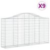 vidaXL Συρματοκιβώτια Τοξωτά 9 τεμ. 200x30x100/120 εκ. Γαλβαν. Ατσάλι