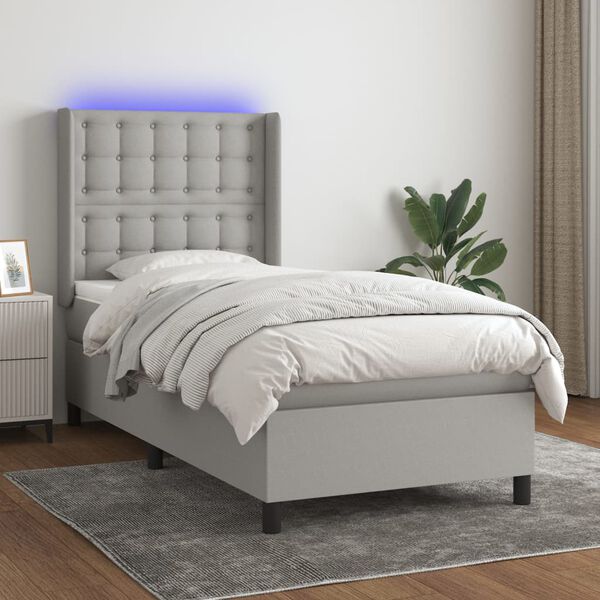 vidaXL &Kappa;&rho;&epsilon;&beta;ά&tau;&iota; Boxspring &mu;&epsilon; &Sigma;&tau;&rho;ώ&mu;&alpha; & LED &Alpha;&nu;.&Gamma;&kappa;&rho;&iota; 100x200&epsilon;&kappa;. &Upsilon;&phi;&alpha;&sigma;&mu;ά&tau;&iota;&nu;&omicron;