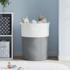 vidaXL Καλάθι Αποθήκευσης Γκρι και Λευκό Ø49x65 εκ. Βαμβακερό
