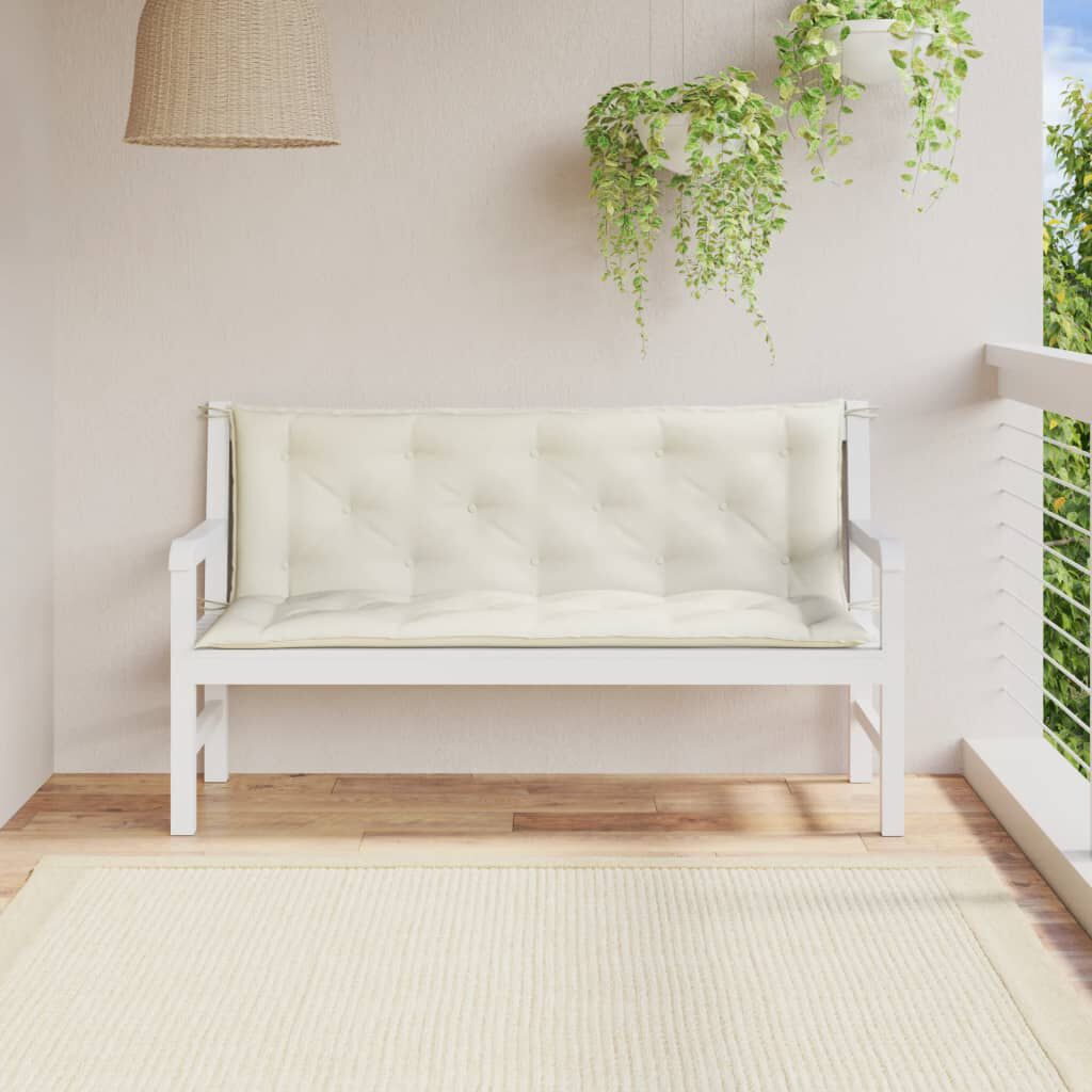 vidaXL Μαξιλάρι Πάγκου Κήπου Κρεμ Μελανζέ 150x50x7 εκ. Ύφασμα