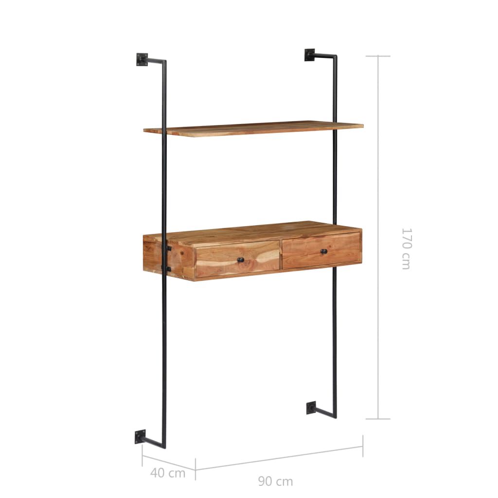 vidaXL Γραφείο Τοίχου 90 x 40 x 170 εκ. από Μασίφ Ξύλο Ακακίας