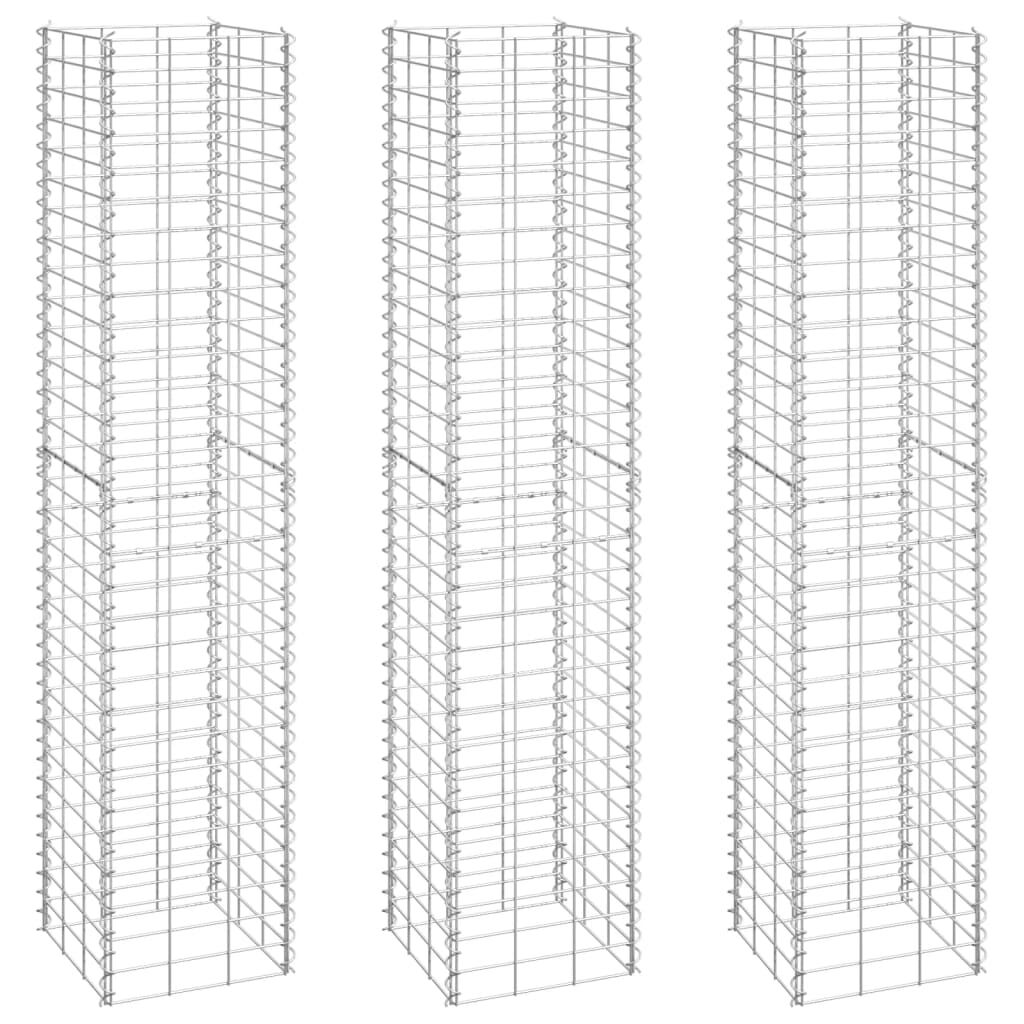 vidaXL Συρματοκιβώτια-Γλάστρες Υπερυψ. 3 τεμ. 30x30x150εκ. Σιδερένιες