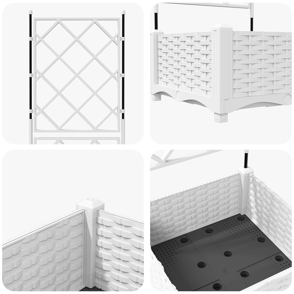vidaXL Γλάστρα Κήπου με Πλέγμα Λευκή 40x40x125.5 εκ