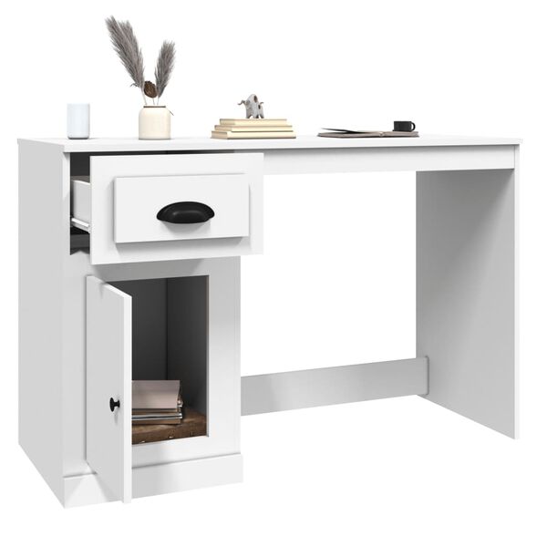 vidaXL Γραφείο με Συρτάρι Λευκό 115x50x75 εκ. από Επεξεργασμένο Ξύλο