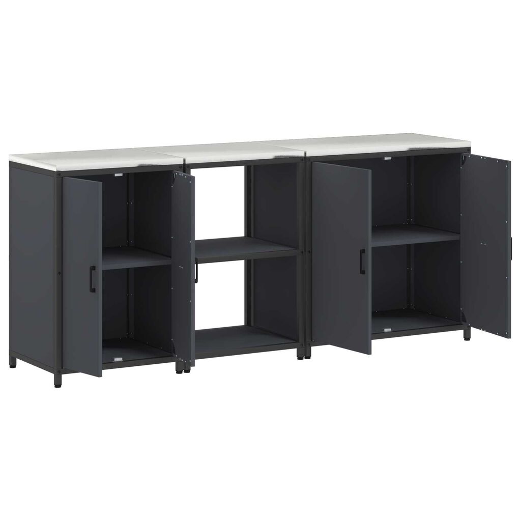 vidaXL Σετ Αποθήκευσης Κουζίνας με ράφι Άλλο 3 pcs Ανθρακί 210 x 50 x 92 εκ