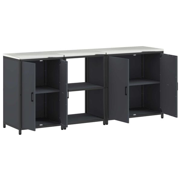 vidaXL Σετ Αποθήκευσης Κουζίνας με ράφι Άλλο 3 pcs Ανθρακί 210 x 50 x 92 εκ