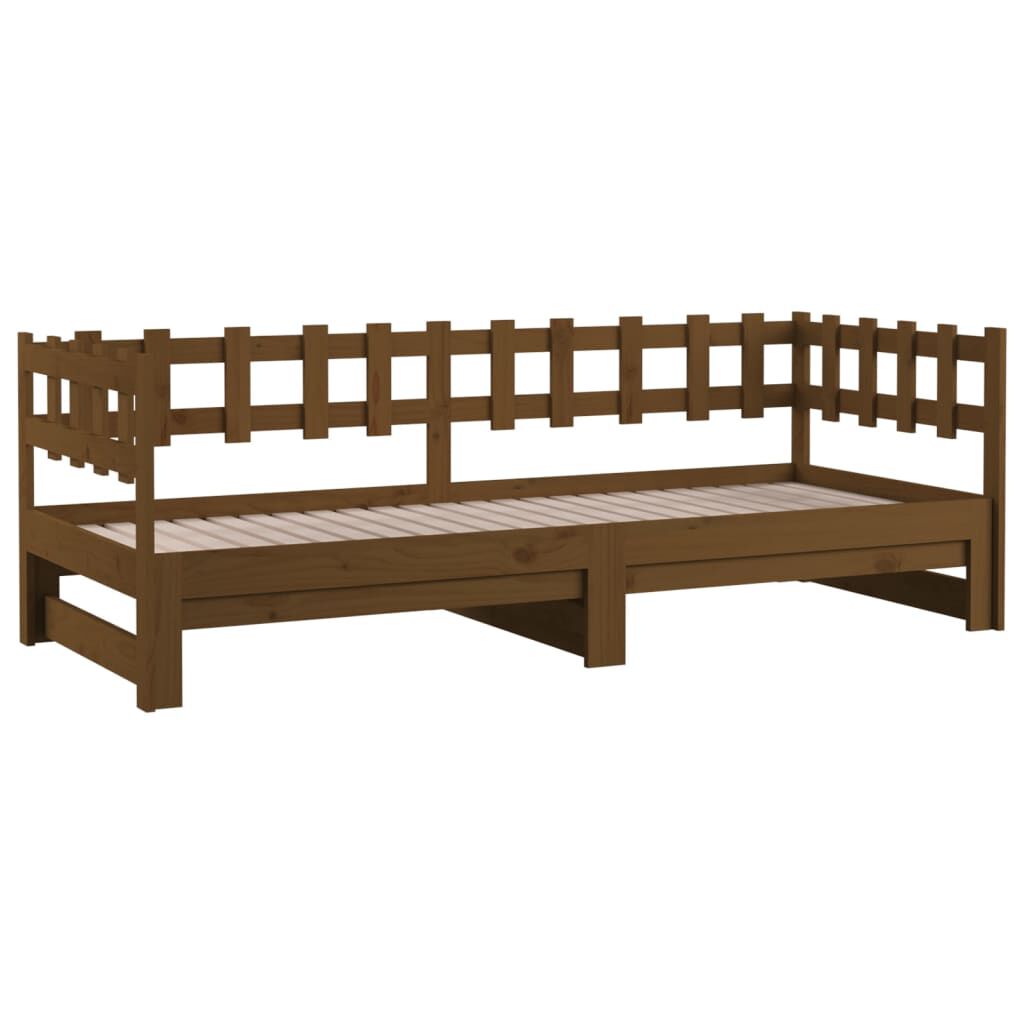 vidaXL Καναπές Κρεβάτι Συρόμενος Μελί 2x(90x190) εκ. Μασίφ Ξύλο Πεύκου