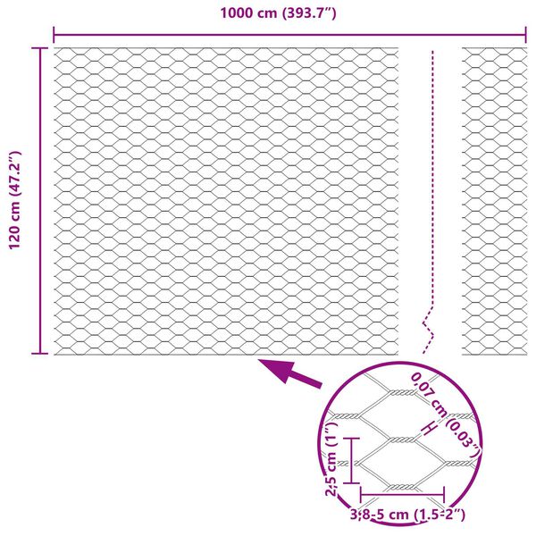 vidaXL Εξαγωνικός φράχτης Πράσινο 1.2 x 10 m Ατσάλι