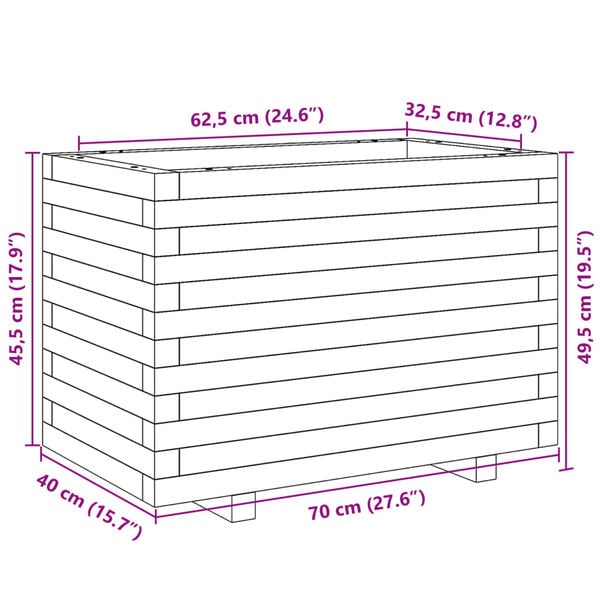 vidaXL Ζαρντινιέρα Κήπου Λευκή 70x40x49,5 εκ. από Μασίφ Ξύλο Πεύκου