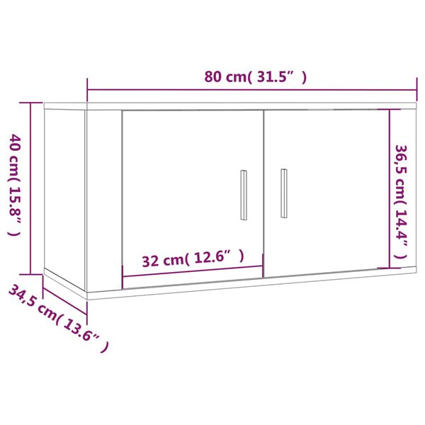 vidaXL Έπιπλα Τηλεόρασης Επιτοίχια 3 τεμ. Sonoma Δρυς 80x34,5x40 εκ