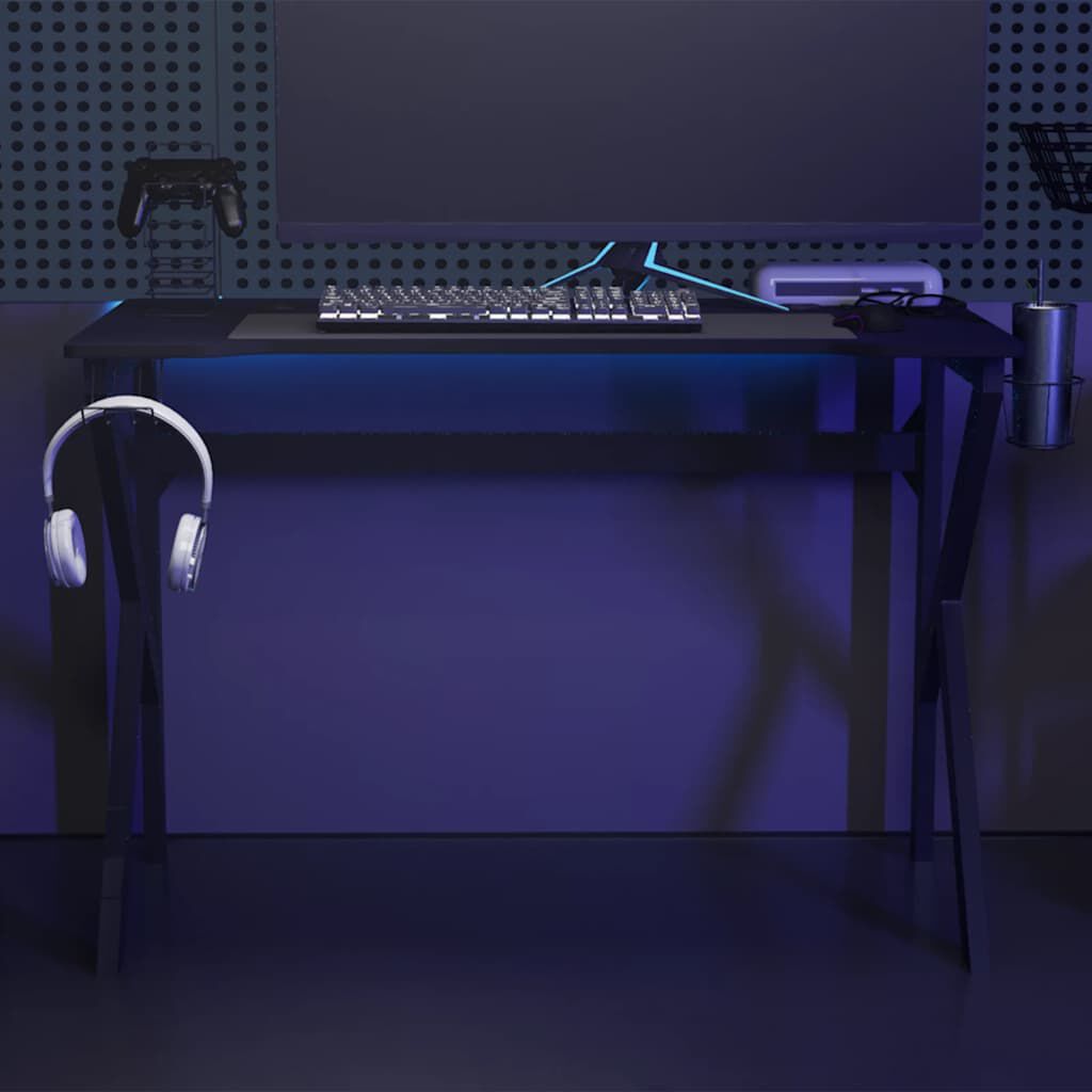 vidaXL Γραφείο Gaming Μαύρο 110 x 60 x 75 εκ. με Πόδια σε Σχήμα Κ