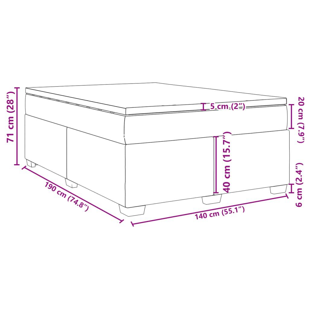 vidaXL Κρεβάτι Boxspring με Στρώμα Μαύρο 140x190εκ.από Συνθετικό Δέρμα