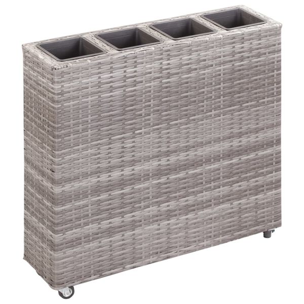 vidaXL Ζαρντινιέρα Υπερυψωμένη 4 Δοχεία Γκρι 80x22x79 εκ. Συνθ. Ρατάν