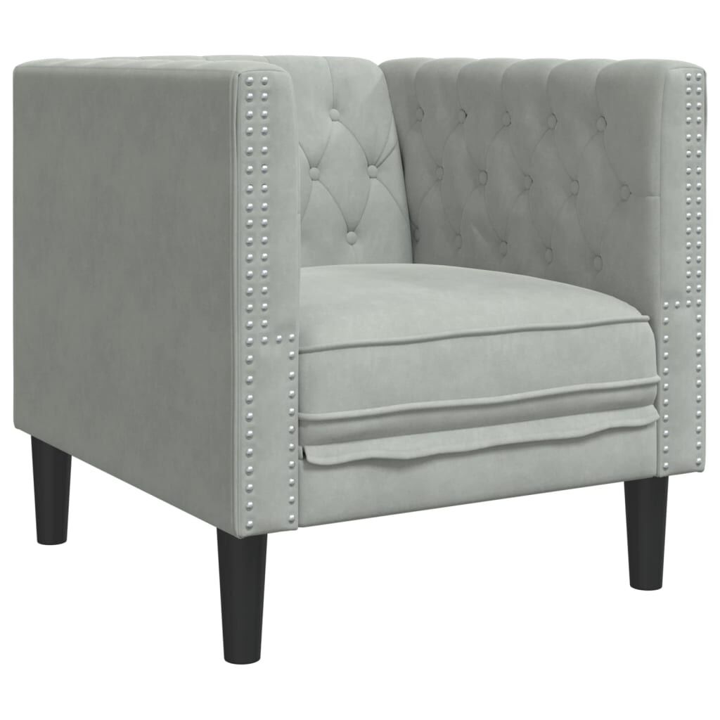 vidaXL Καναπές Chesterfield Σετ 3 Τεμ. με Στηρίγματα Αν. Γκρι Βελούδο