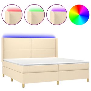 vidaXL &Kappa;&rho;&epsilon;&beta;ά&tau;&iota; Boxspring &mu;&epsilon; &Sigma;&tau;&rho;ώ&mu;&alpha; & LED &Kappa;&rho;&epsilon;&mu; 200x200 &epsilon;&kappa;. &Upsilon;&phi;&alpha;&sigma;&mu;ά&tau;&iota;&nu;&omicron;