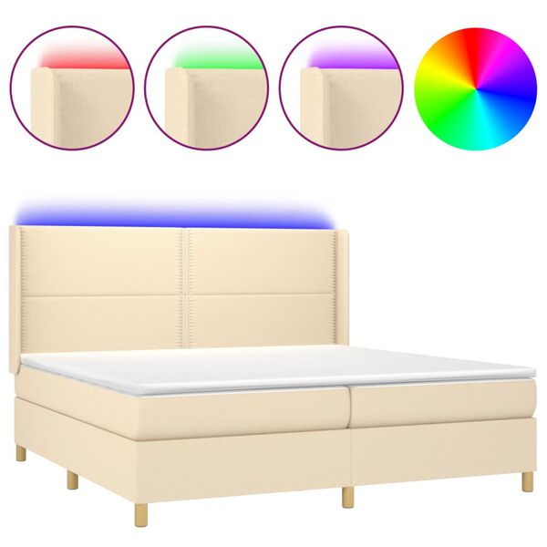 vidaXL &Kappa;&rho;&epsilon;&beta;ά&tau;&iota; Boxspring &mu;&epsilon; &Sigma;&tau;&rho;ώ&mu;&alpha; & LED &Kappa;&rho;&epsilon;&mu; 200x200 &epsilon;&kappa;. &Upsilon;&phi;&alpha;&sigma;&mu;ά&tau;&iota;&nu;&omicron;