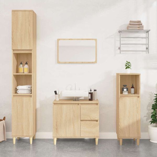 vidaXL Ντουλάπι Μπάνιου Sonoma Δρυς 65x33x60 εκ. Επεξεργασμένο Ξύλο