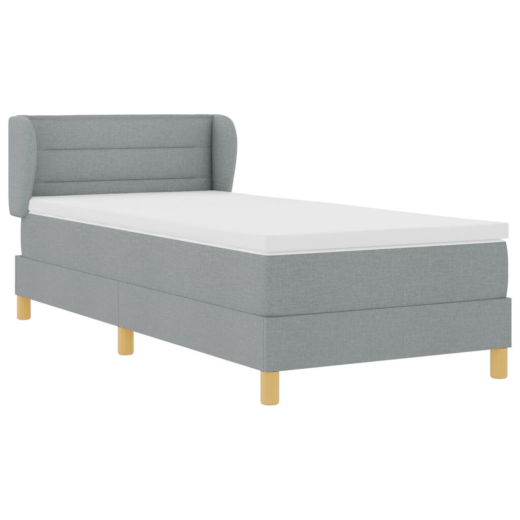 Κρεβάτι Box Spring με Στρώμα vidaXL Γκρι Ανοιχτό 90x200 εκ. Υφάσματος