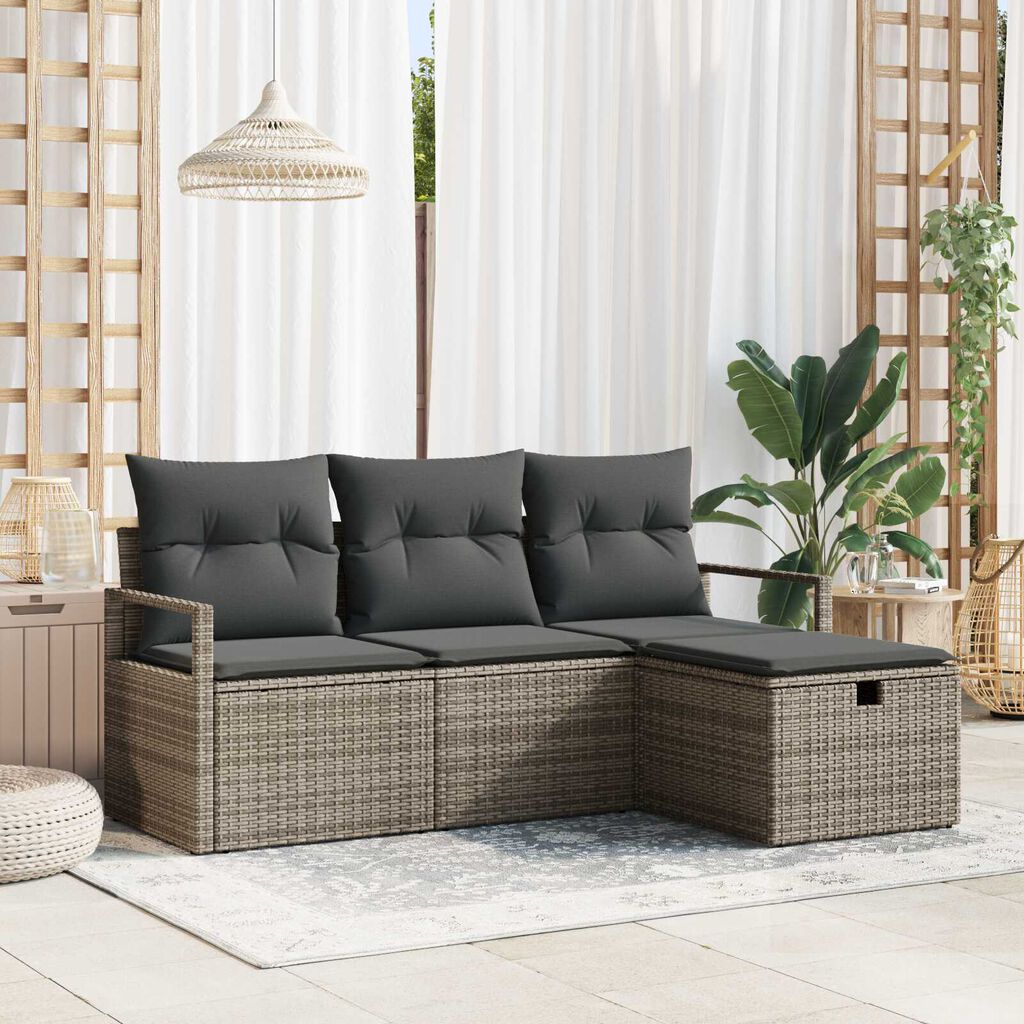 vidaXL Σετ Καναπέ Κήπου 4 pcs Γκρι 175 x 117 x 85 εκ. Πολυ ράταν