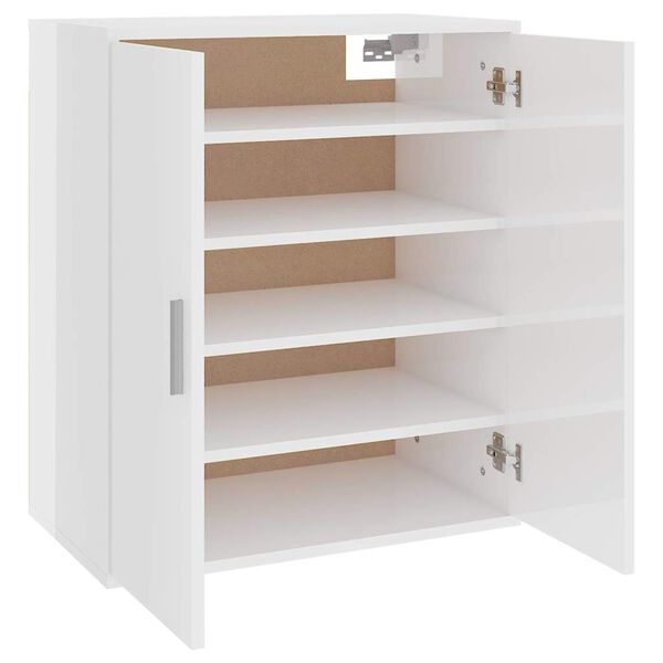 vidaXL Παπουτσοθήκη Γυαλιστερό Λευκό 60 x 35 x 70 εκ. από Επεξ. Ξύλο