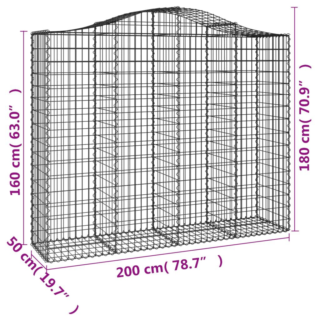vidaXL Συρματοκιβώτια Τοξωτά 18 τεμ. 200x50x160/180 εκ. Γαλβαν. Ατσάλι
