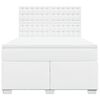 vidaXL Κρεβάτι Boxspring με Στρώμα Λευκό 140x190εκ.από Συνθετικό Δέρμα